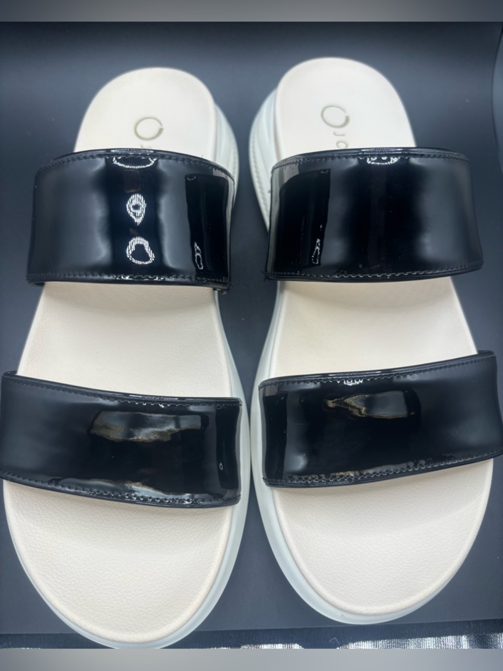 Journee Collection Janis Wedge Black Patent Women’s Sandals Size 7.5